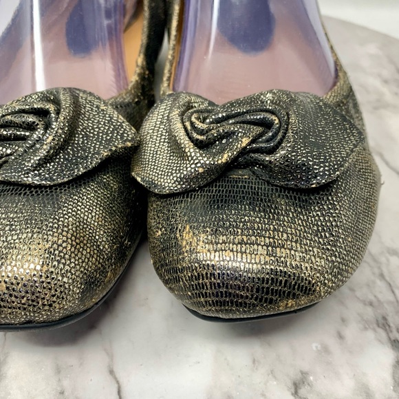 Earthies Rubio Metallic Bow Hidden Wedge Comfort Shoes 9.5 Edgy Artsy Balletcore - Picture 11 of 16